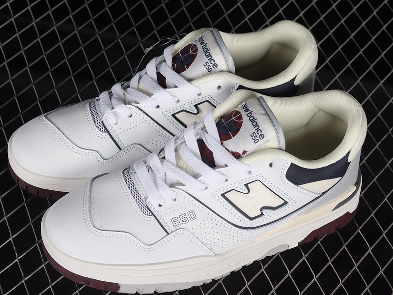 NEW BALANCE 550 WHITE/NATURAL INDIGO/BURGUNDY