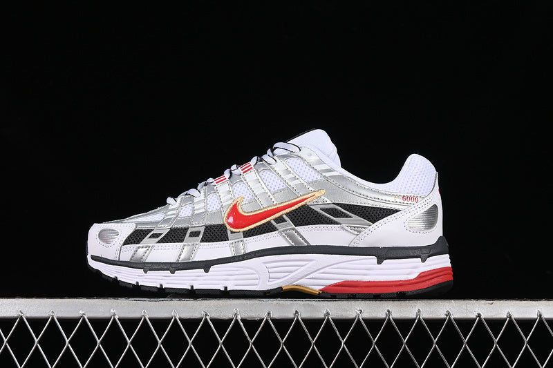 NIKE P-6000 PRM METALLIC SILVER/WHITE-UNIVERSITY RED