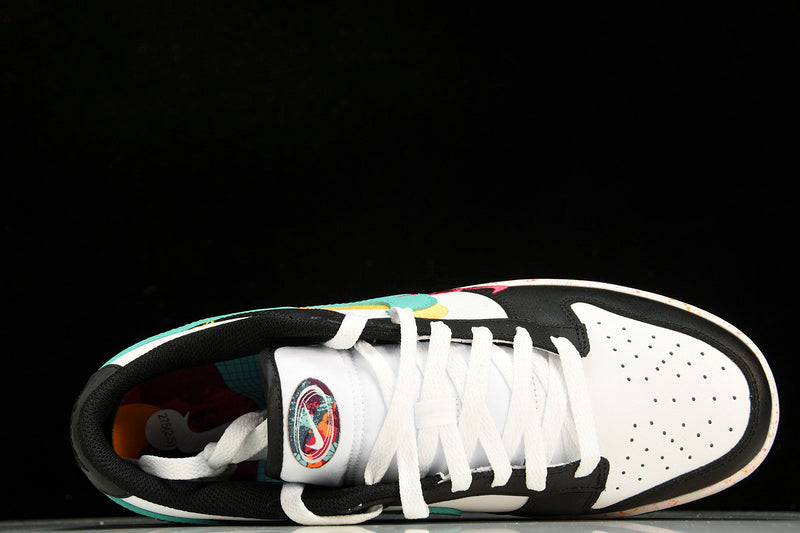 NIKE DUNK LOW MULTI-SWOOSH WHITE/WHITE/RUSH PINK/WASHED TEAL