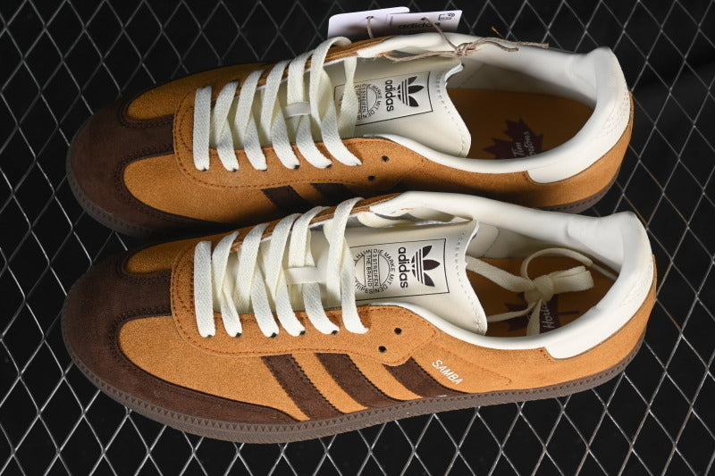 SAMBA OG CLOVER CASUAL BOARD SHOES KHAKI/COFFEE/WHITE