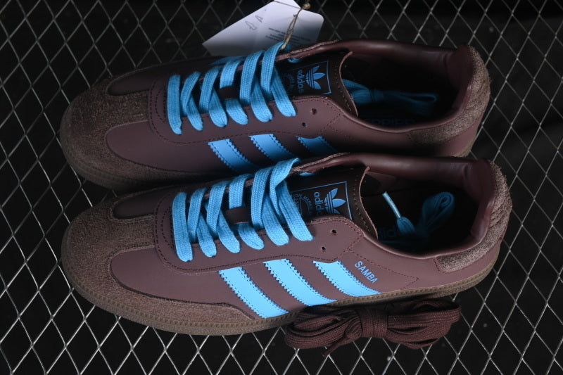 SAMBA OG CLOVER CASUAL BOARD SHOES SKY BLUE/WINE RED