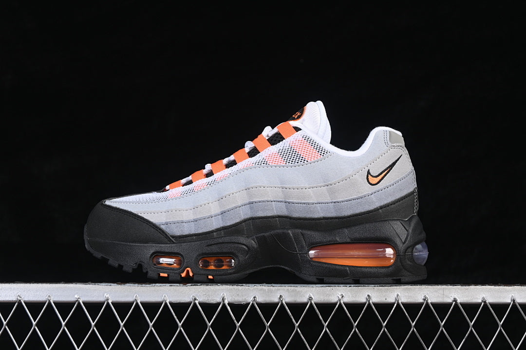 AIR MAX 95 OG RUNNING SHOES BLACK/BRIGHT MANDARIN