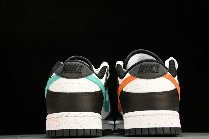 NIKE DUNK LOW MULTI-SWOOSH WHITE/WHITE/RUSH PINK/WASHED TEAL