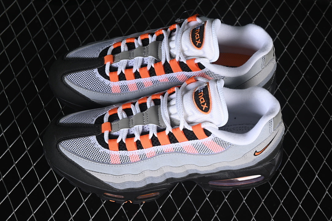AIR MAX 95 OG RUNNING SHOES BLACK/BRIGHT MANDARIN