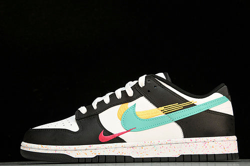 NIKE DUNK LOW MULTI-SWOOSH WHITE/WHITE/RUSH PINK/WASHED TEAL